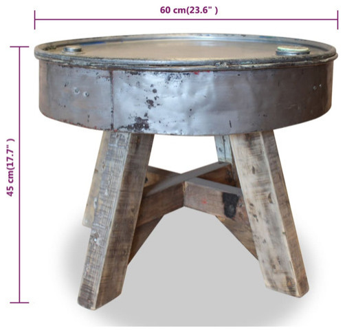 vidaXL Coffee Table Round End Table Side Table Solid Wood Reclaimed Silver   Farmhouse   Coffee Tables   by vidaXL LLC  Houzz