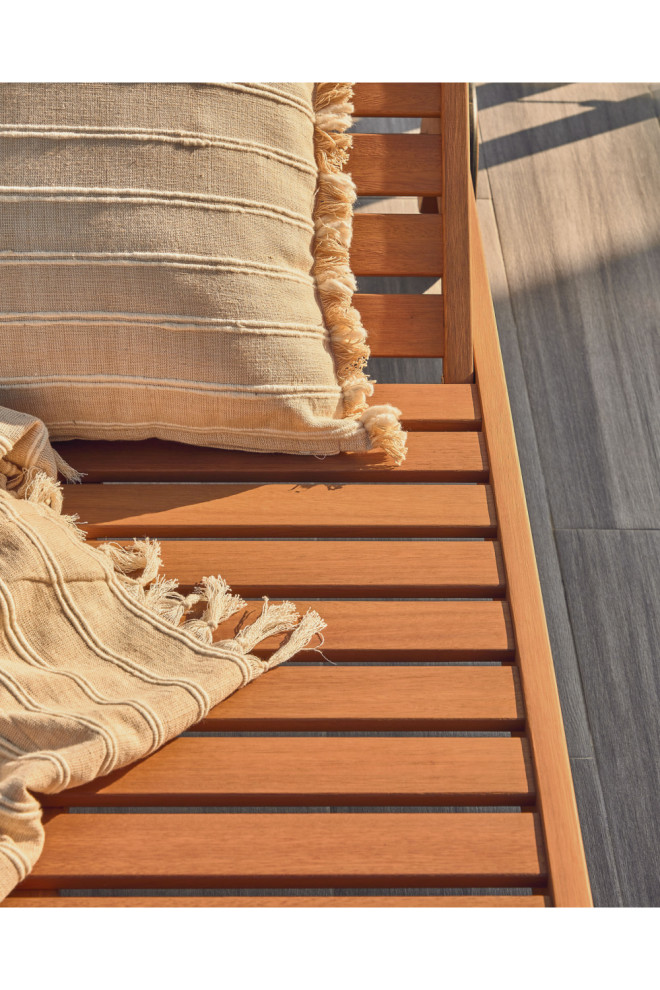 Solid Eucalyptus Wood Sun Lounger  La Forma Beila   Transitional   Outdoor Chaise Lounges   by Oroa   Eichholtz Furniture  Houzz