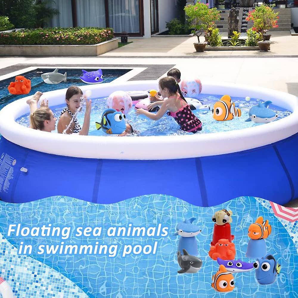 Baicccf 8pcs Finding Dory Nemo Bath Squirt Toys， Floating Sea Animals (shark Octopus Clownfish Turtle Devil Fish) Bathtub Water Squirt Bath Toy For Ba