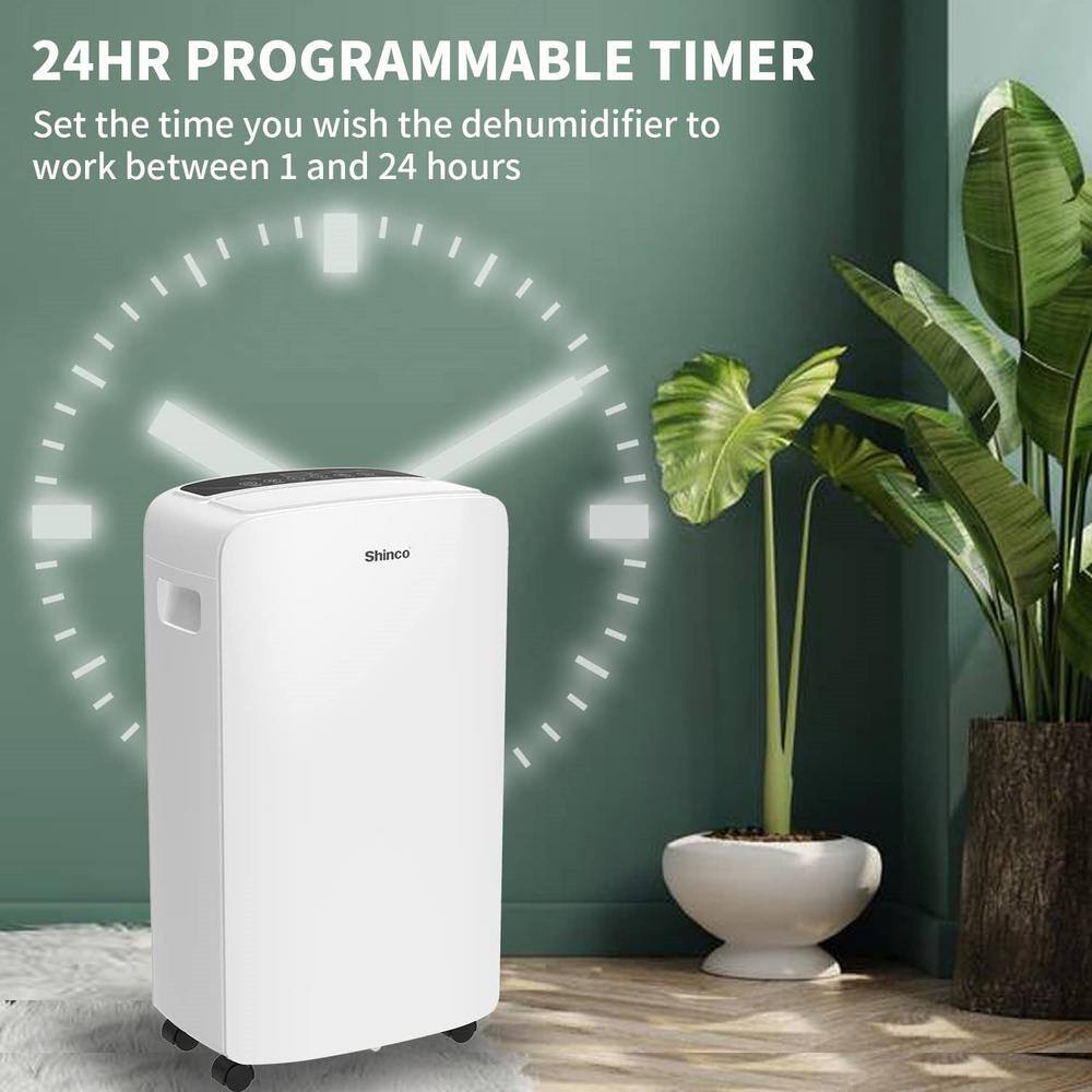 Shinco 40 pt. 2000 sq.ft. Dehumidifier in. White with Auto Defrost Quietly Remove Moisture Intelligent Humidity Control JSXKRY071802