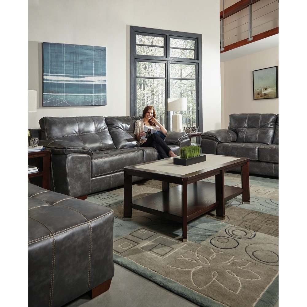 Elmer Faux Leather Sofa and Loveseat Living Room Set