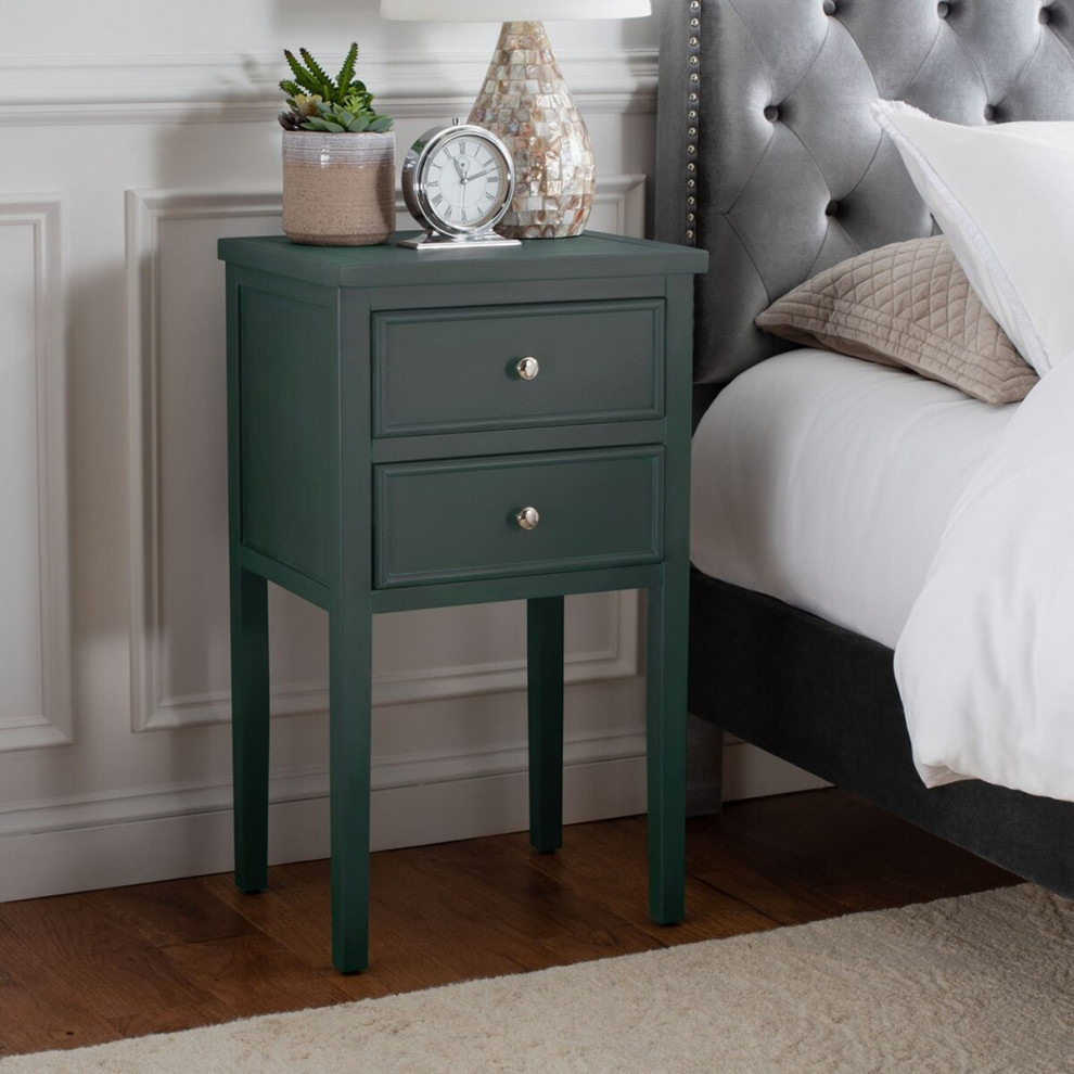 Idra End Table With Storage Drawers Dark Teal   Transitional   Side Tables And End Tables   by AED Luxury Home Decor  Houzz