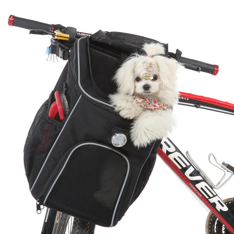 Foldable Dog Bike Carrier Soft Sided Dog Basket for  Bike Seat Dog Backpack with Reflective Tape Bicycle Pet Carrier