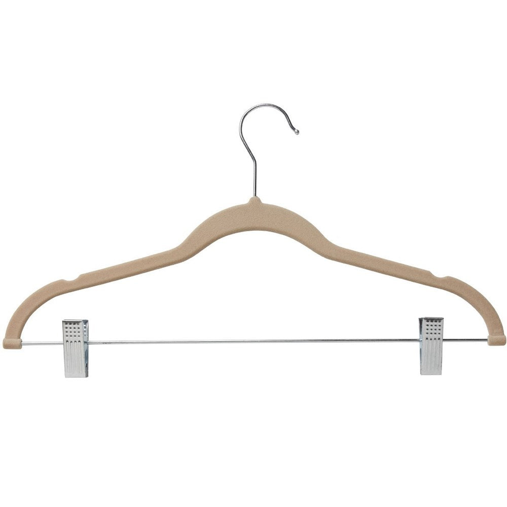 Home-It 10 Pack Clothes Hangers with Clips Ultra Thin Non Slip Velvet, Ivory