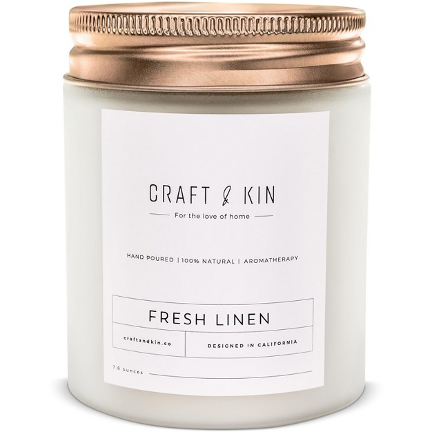 Craft amp Kin Wood Wick All natural Soy Aromatherapy Candle In Frosted Glass Jar