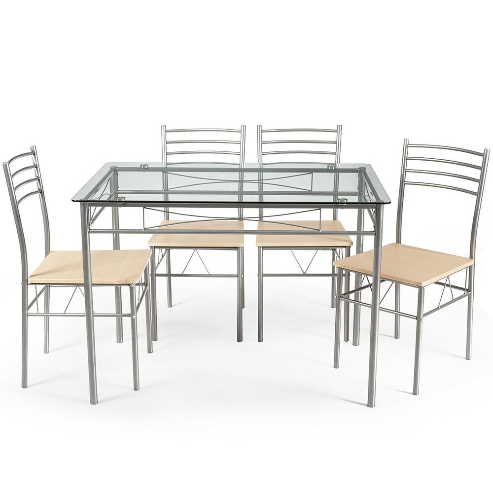 5 PCS Dining Table Set Kitchen Dining Room Table and Chairs Set