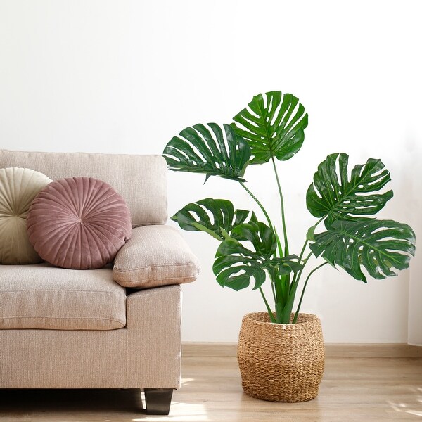 35 Green Wide Leaf Monstera Artificial Potted Plant