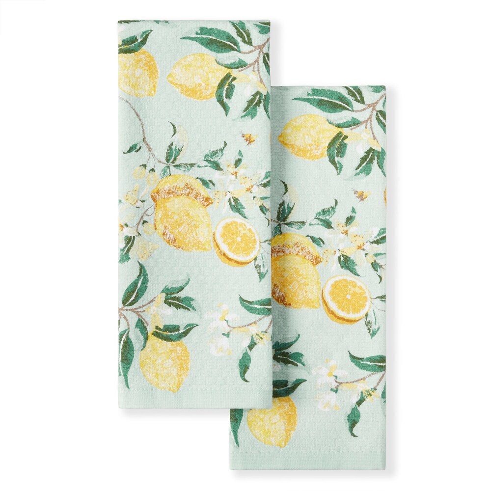 Martha Stewart Lemon Whimsy Cotton Kitchen Towel Set  2 Piece   16\