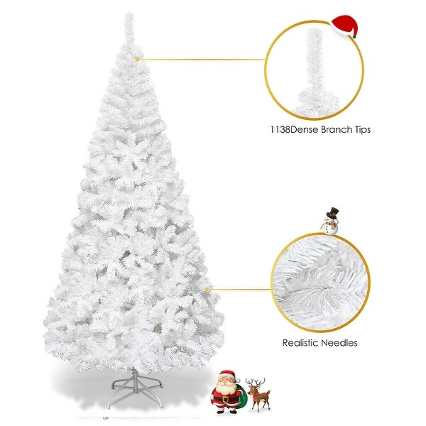 Costway 5Ft/6Ft/7Ft/8Ft Artificial PVC Christmas Tree W/Stand Holiday