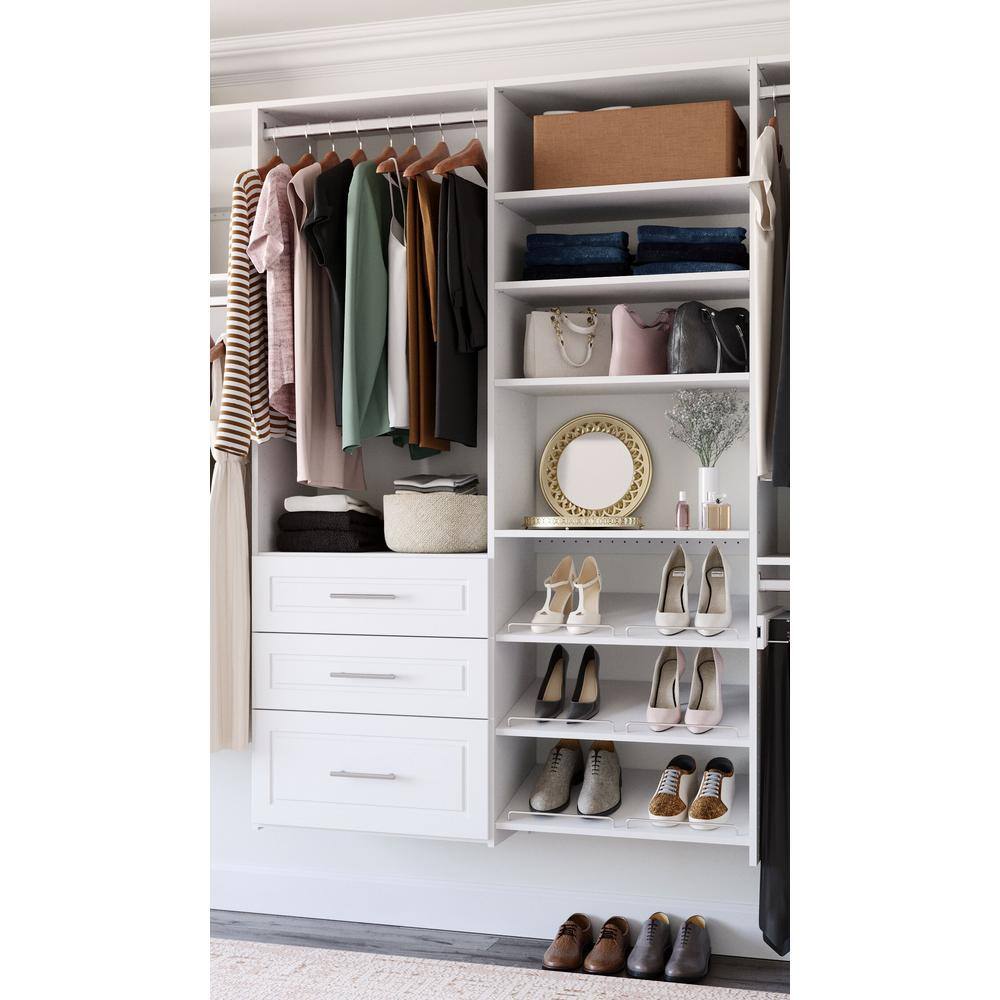 Closet Evolution Modern Raised Dual Tower 96 in. W - 120 in. W White Wood Closet System WH68