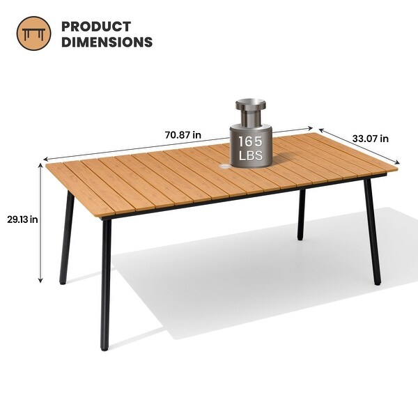 Outdoor Dining Furniture Rectangular Dining Table for 8 or 6 with Umbrella Hole