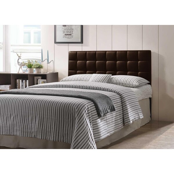 Varya Tufted Faux Leather Upholstered Panel Headboard (Brown/ Black) - - 32043380