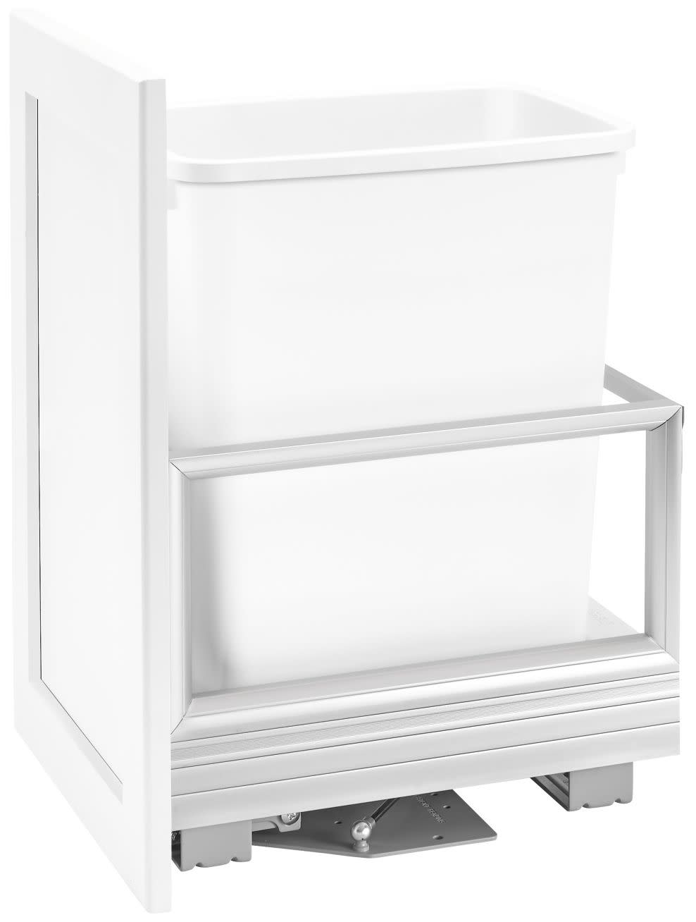 Rev-A-Shelf 5149-15Dm18-1 5149 Series Bottom Mount Single Bin Trash Can - White