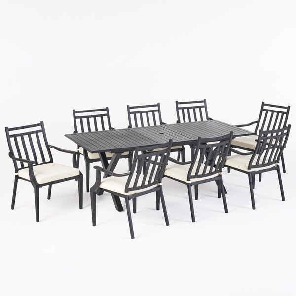 Delmar 9piece Outdoor Dining Set with Expandable Table by Christopher Knight Home