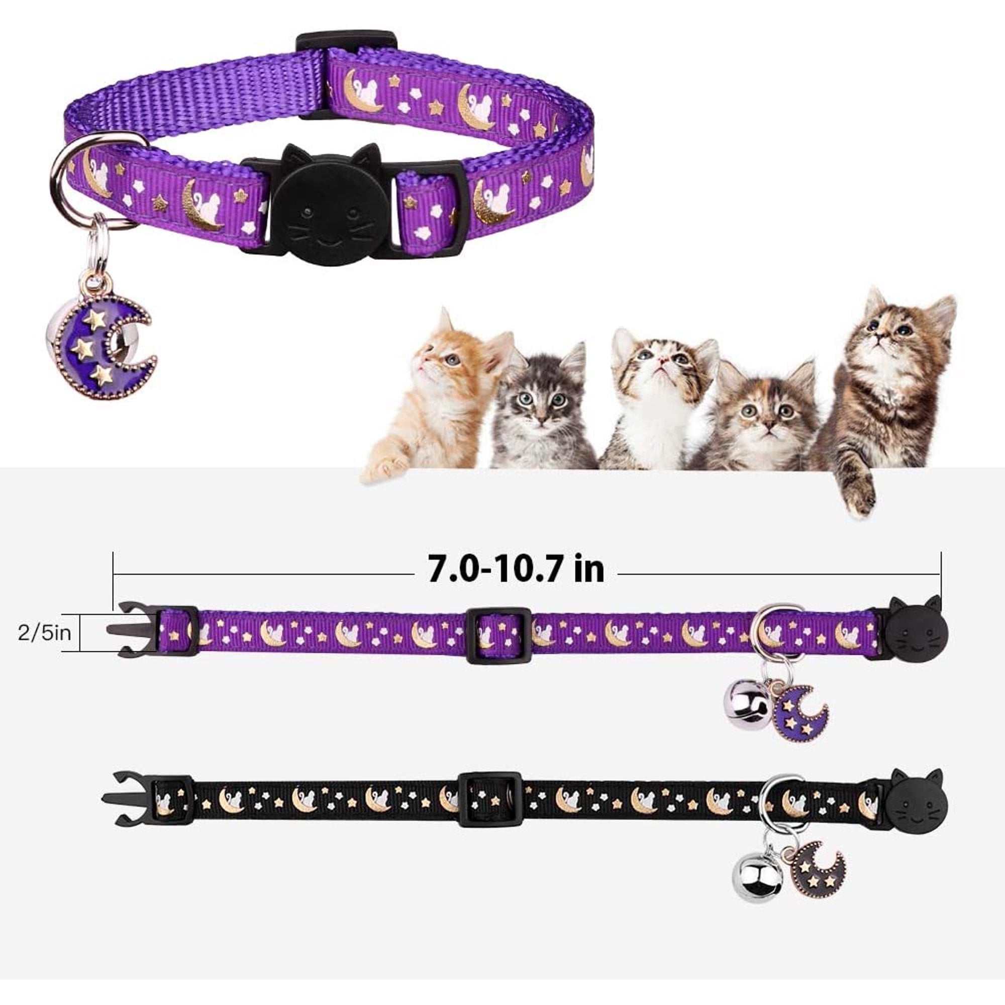 VATENIC 2 Separate Cat Collars， Adjustable Kitten Collars， Glow In The Dark