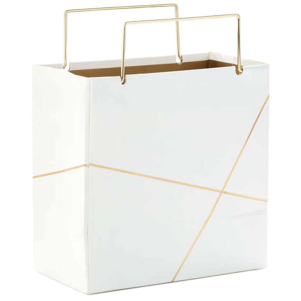 Hallmark  White With Gold Small Square Gift Bag, 5.5