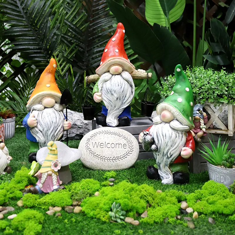 Redeco New Design  Gnomes Easter Magnesium Oxide Flower Gnome Magnesia Crafts For Gifts Home Garden Decoration