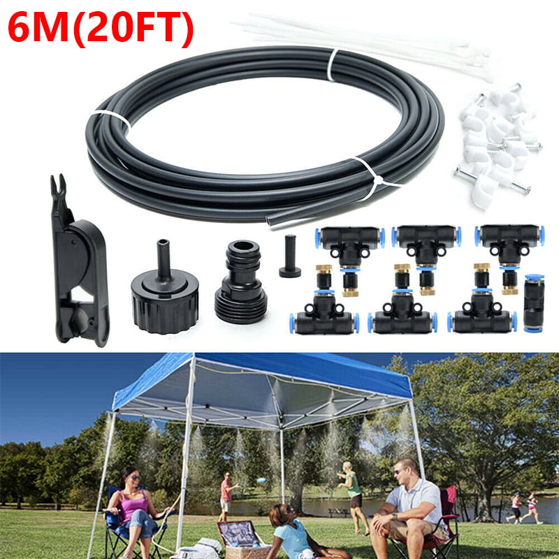 20FT Outdoor Misting Cooling System Fan Cooler Patio Water Mister Mist Nozzles for Cooling， Irrigation，Water Playing