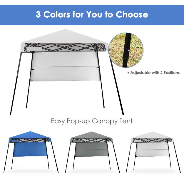 Tangkula 7x7 Ft Pop up Canopy Portable Outdoor Offset Tent W carry Bag Blue white grey