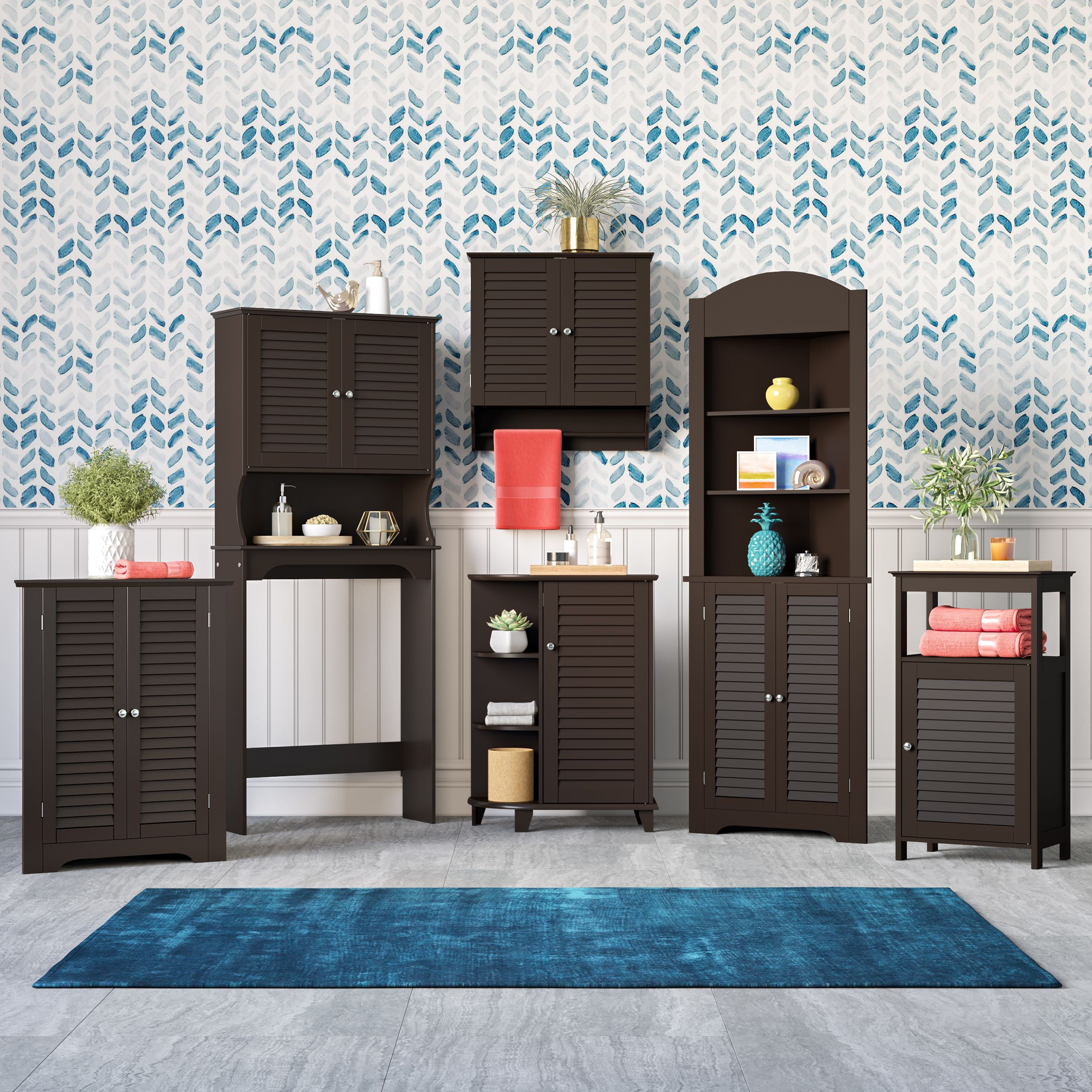 RiverRidge Home Ellsworth Collection - Tall Corner Storage Cabinet, Espresso