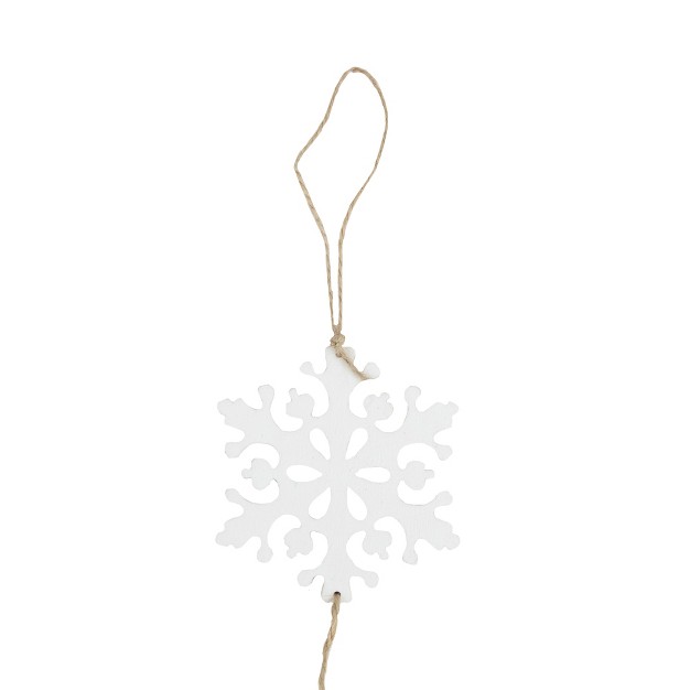 Northlight 4 x27 White Snowflakes On Jute Rope Hanging Christmas Garland