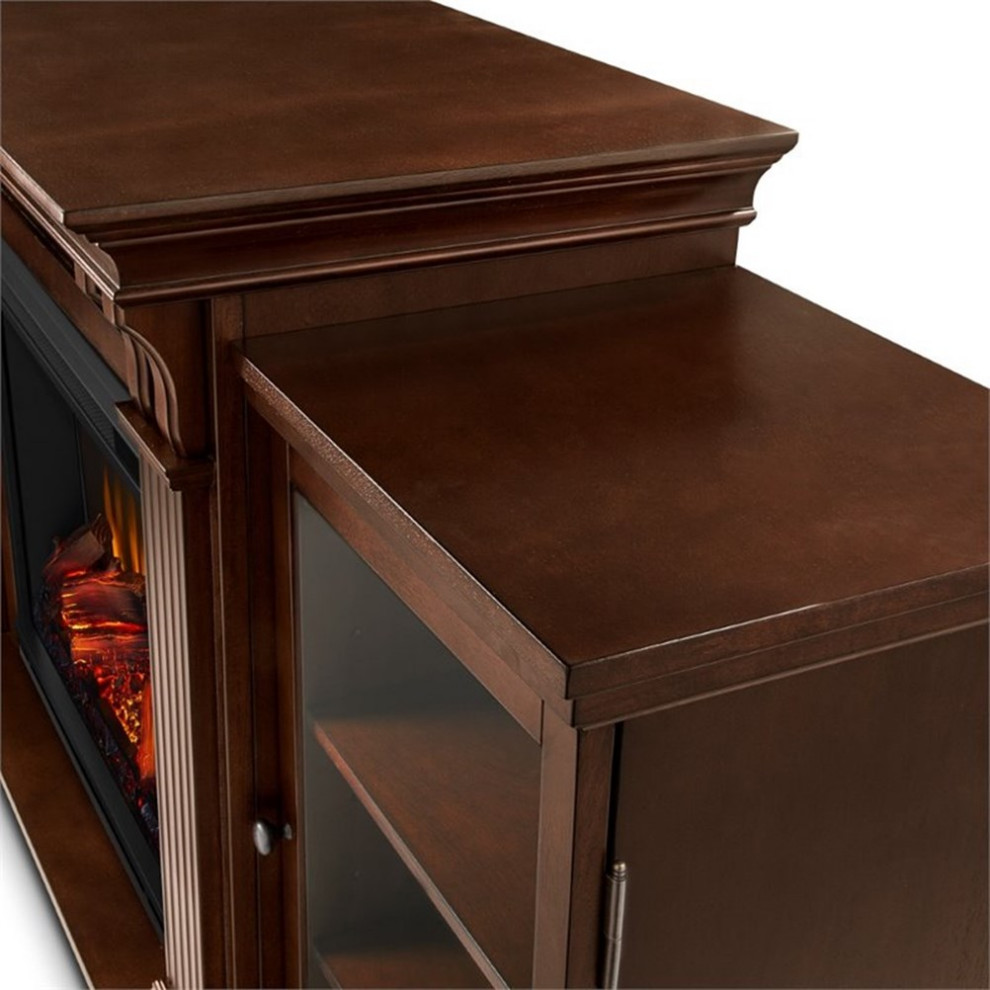 Bowery Hill Traditional Wood Fireplace TV Stand for TVs up to 67 quotin Espresso   Traditional   Entertainment Centers And Tv Stands   by Homesquare  Houzz