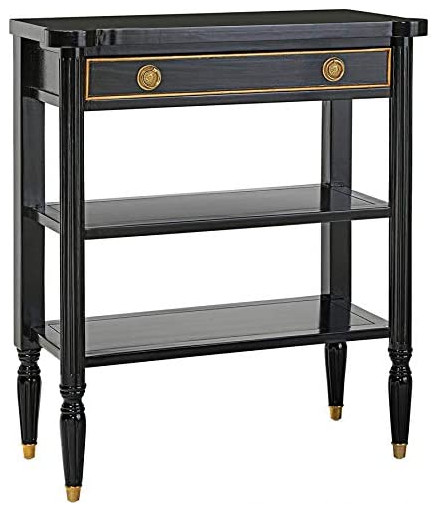 Traditional Console Table  Carved Legs With Golden Caps and Drawer  Black   Transitional   Console Tables   by Decorn  Houzz