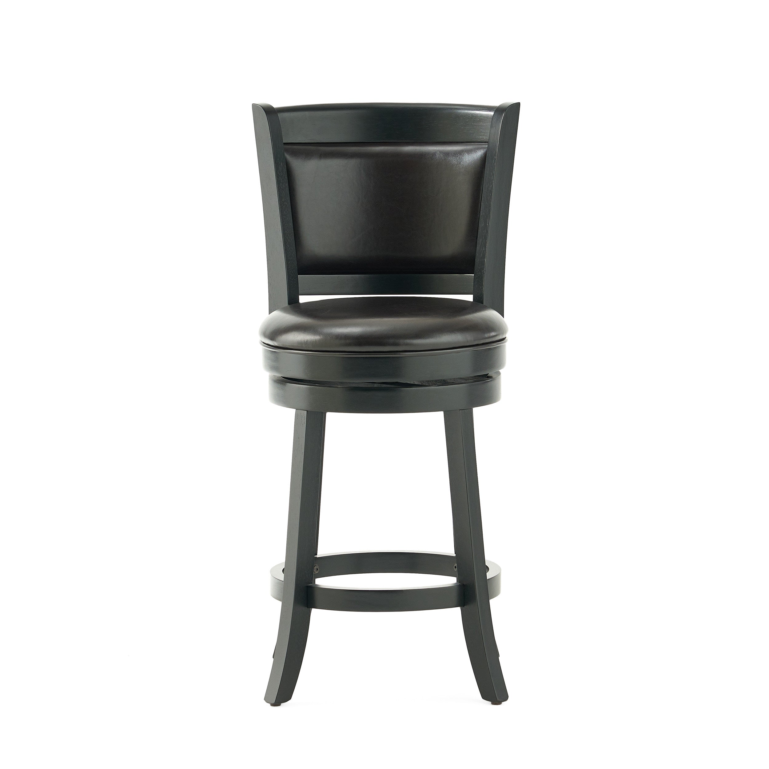 Davis 24-Inch Black Bonded Leather Swivel Backed Counter Stool