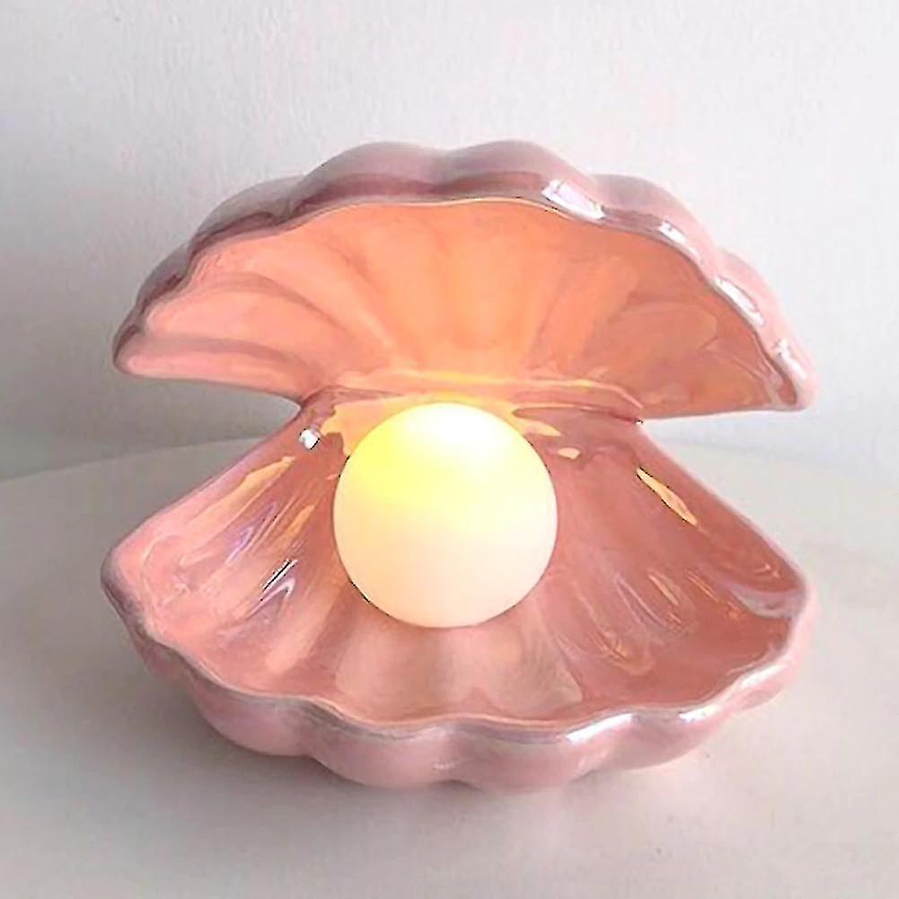 Ceramic Shell Lamp Bedroom Bedside Lamp(pink)