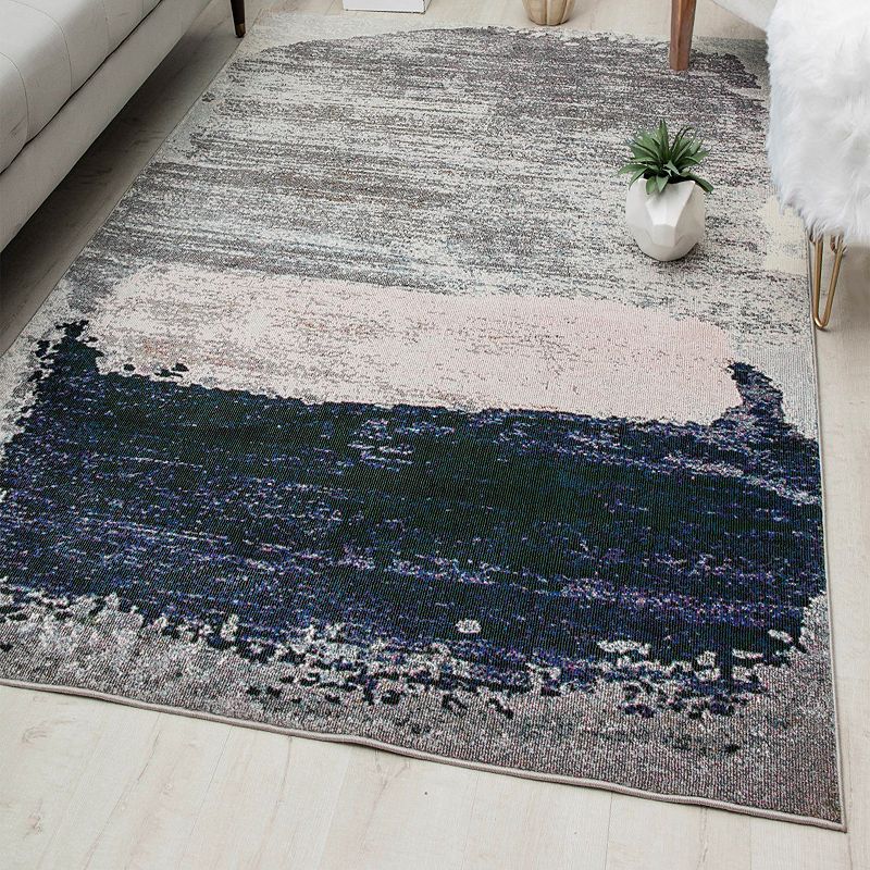 CosmoLiving Rugs America Malina Abstract Contemporary Silver Satin Area Rug