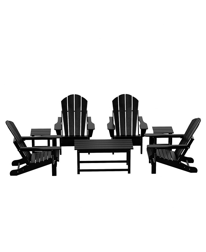 WestinTrends 7 Piece Set Outdoor Folding Adirondack Chairs with Coffee Table Side Table