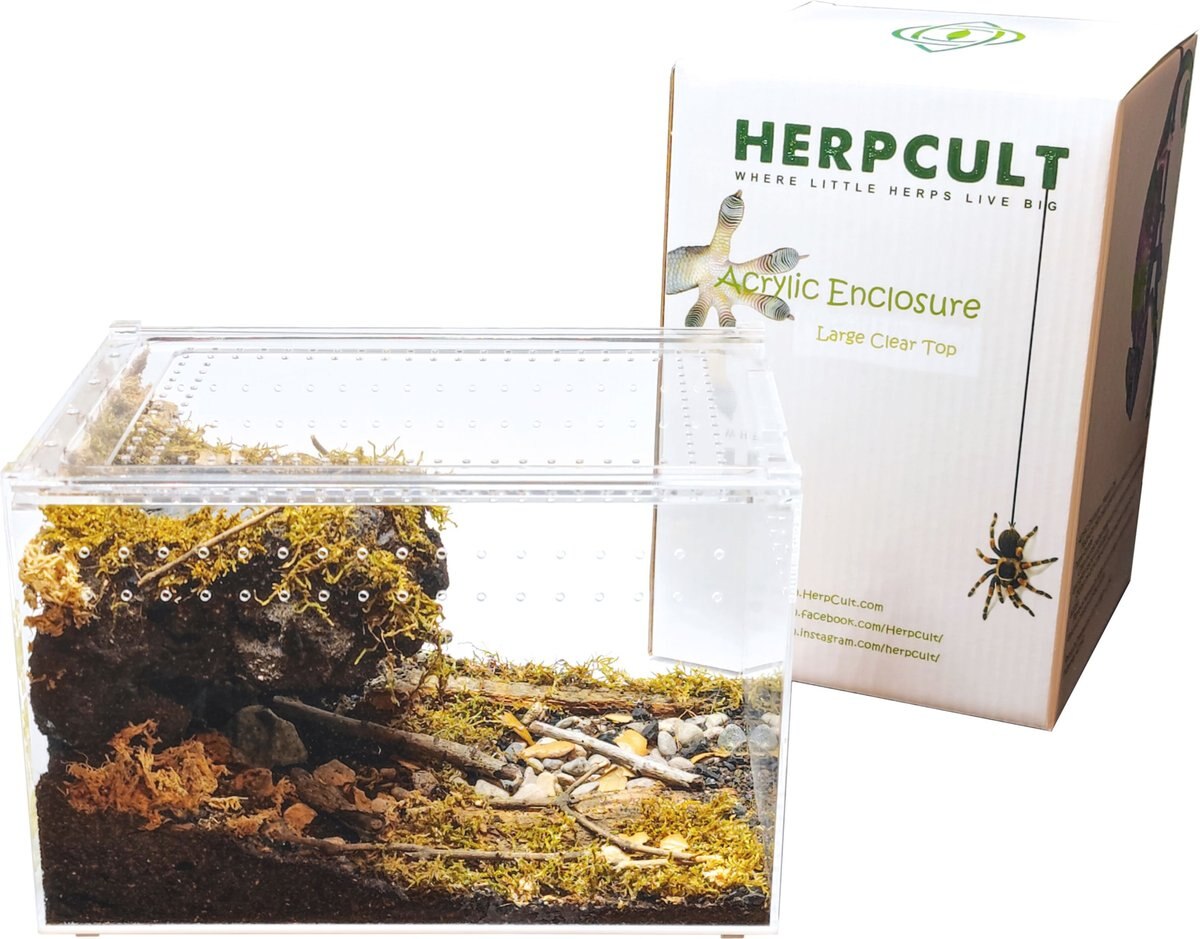 HerpCult Acrylic Enclosure Large Reptile Terranium， Clear， 3.3-gal