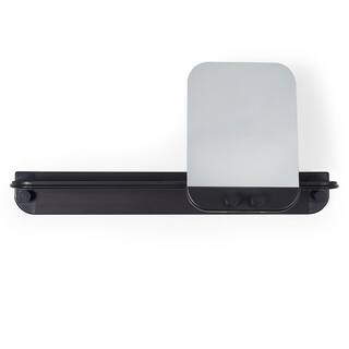 Better Living Aluminum Glide Shower Shelf in Black with Mirror 11681