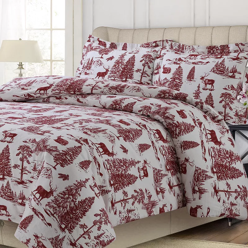 Printed Flannel 3-piece Duvet Cover Set