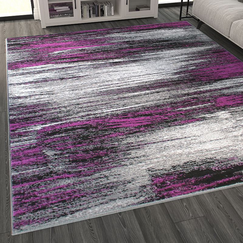 Masada Rugs Masada Rugs Trendz Collection 8'x10' Modern Contemporary Area Rug in Purple， Gray and Black - Design Trz863