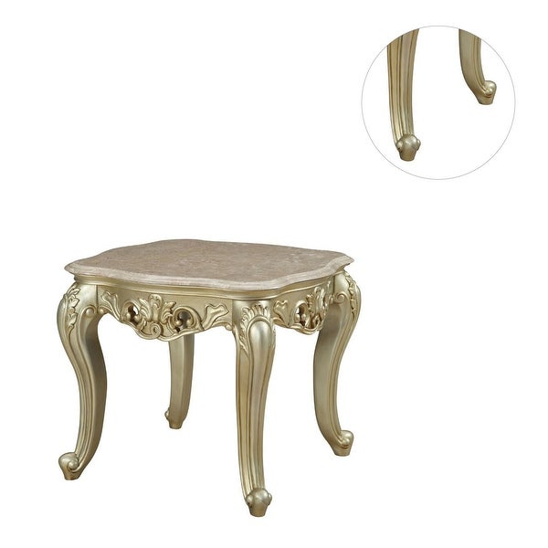 Square Marble Top End Table in Antique White