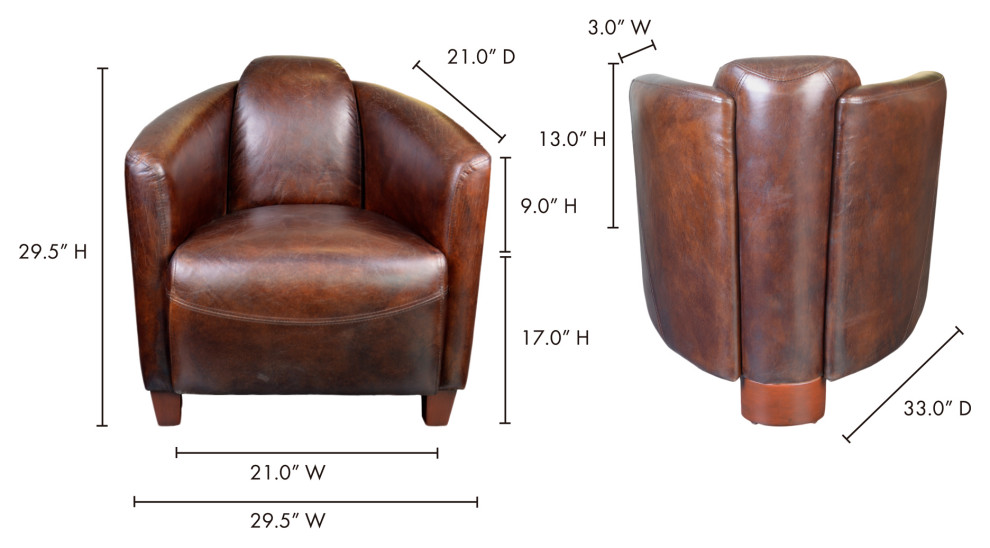 Moe  x27s Home Art Deco Salzburg Dark Brown Leather Club Chair PK 1000 20   Contemporary   Armchairs And Accent Chairs   by Moe  x27s Home Collection  Houzz