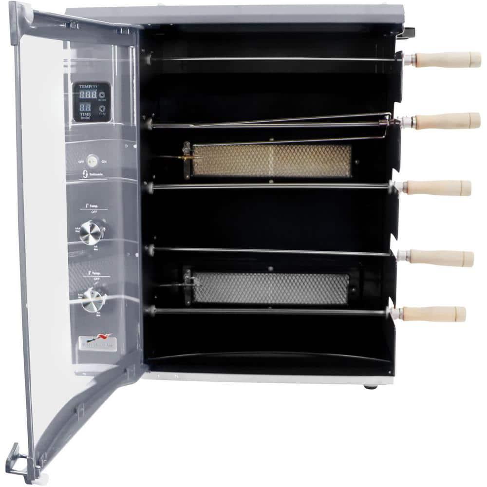 BRAZILIAN FLAME Portable Propane Gas Rotisserie Grill in Silver