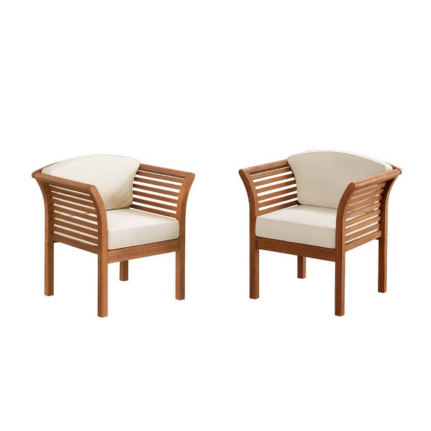 Stamford 3pc Eucalyptus Wood Outdoor Conversation Set With Chairs amp Table Natural Alaterre Furniture