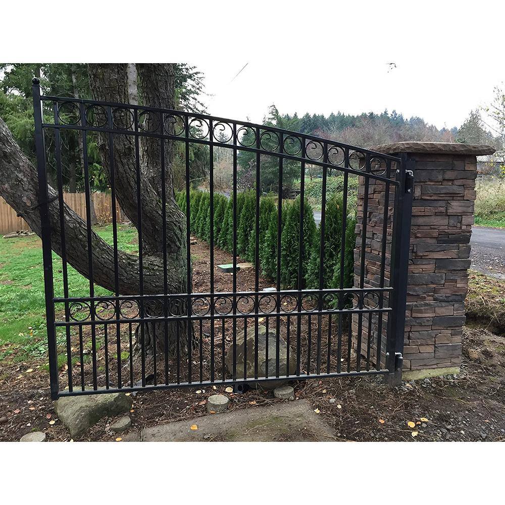 ALEKO Paris Style 12 ft. x 6 ft. Black Steel Dual Swing Driveway Fence Gate DG12PARD-HD