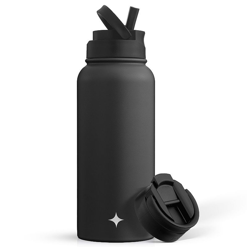 JoyJolt Vacuum Insulated 32-oz. Water Bottle with Flip Lid and Sport Straw Lid