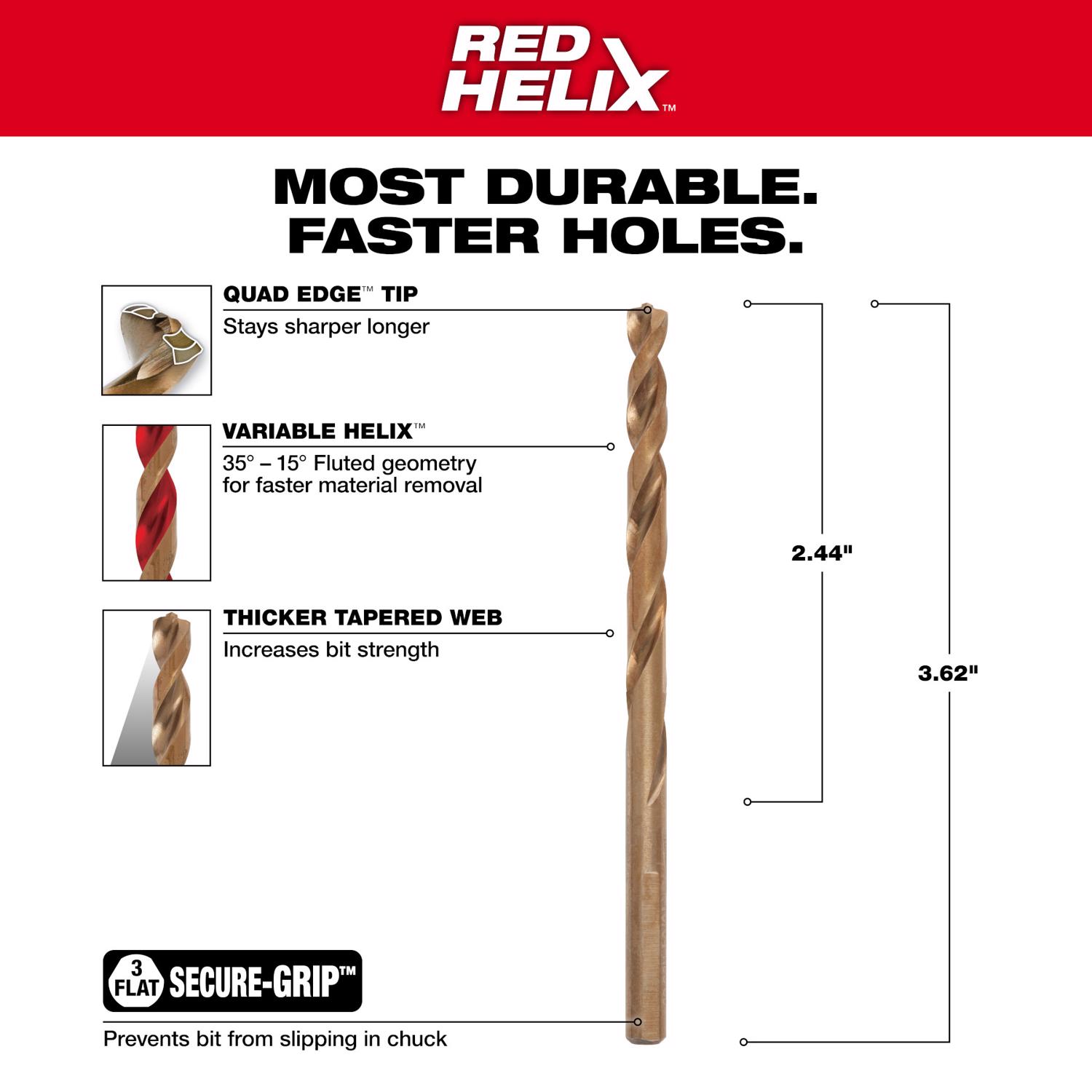 MW Red Helix 13/64 in. X 3.75 in. L Metal Thunderbolt Drill Bit 1 pc