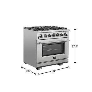 Forno Capriasca 36 in. 5.36 cu. ft. Gas Range with 6 Gas Burners Oven in Stainless Steel FFSGS6260-36