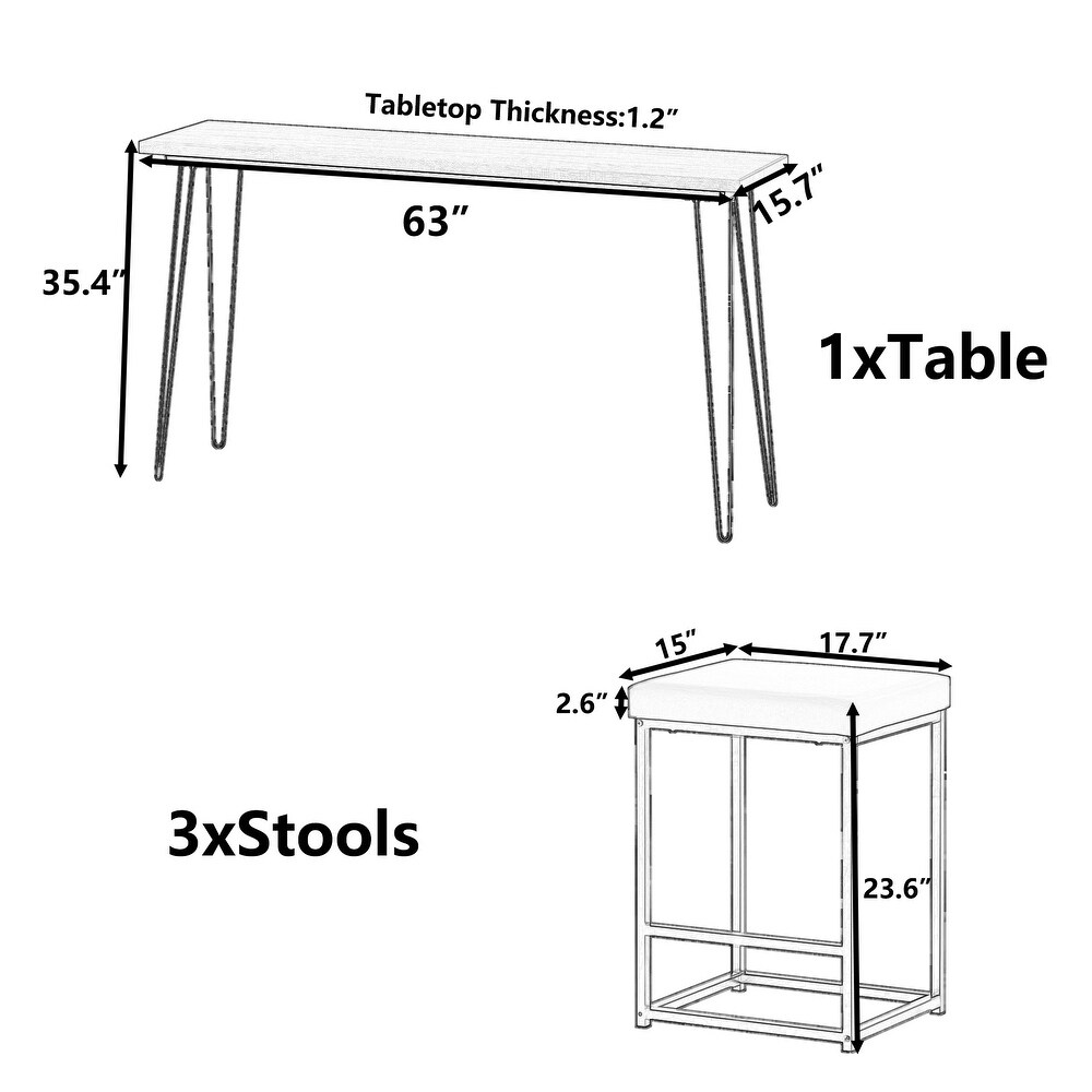 3 PU Stools Bar Kitchen Table Set Console Table