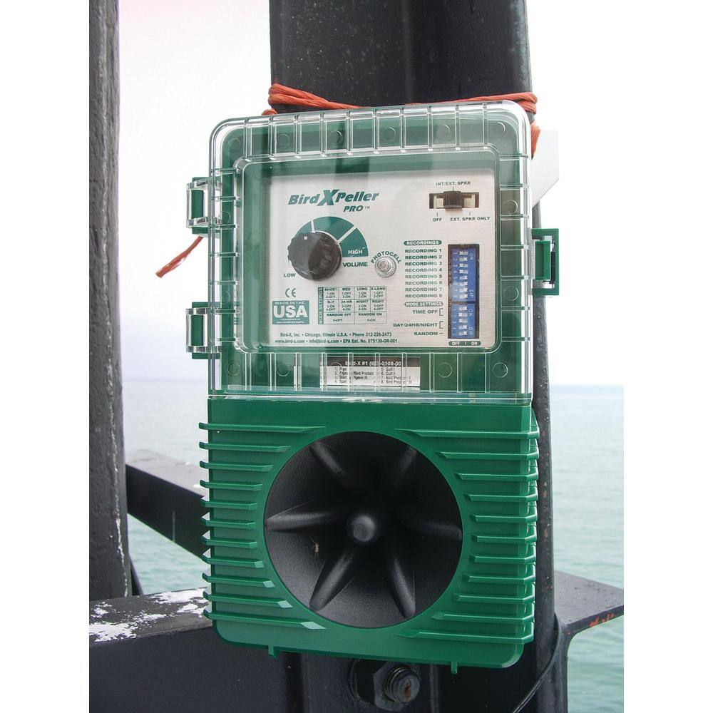 Bird-X Bird X Peller Pro Electronic Bird Repeller Bird Control Model 2 Crows Grackles Blackbirds Natural Predator Sounds BXP-PRO 2