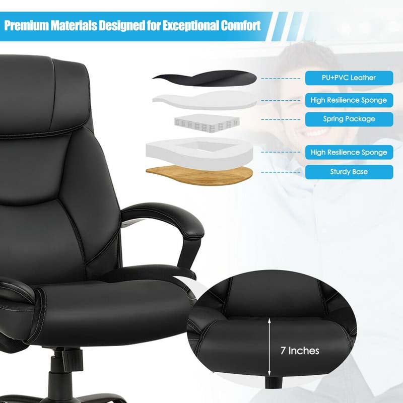 500 LBS Big & Tall Office Chair Massage Executive Chair PU Leather High Back Computer Desk Chair