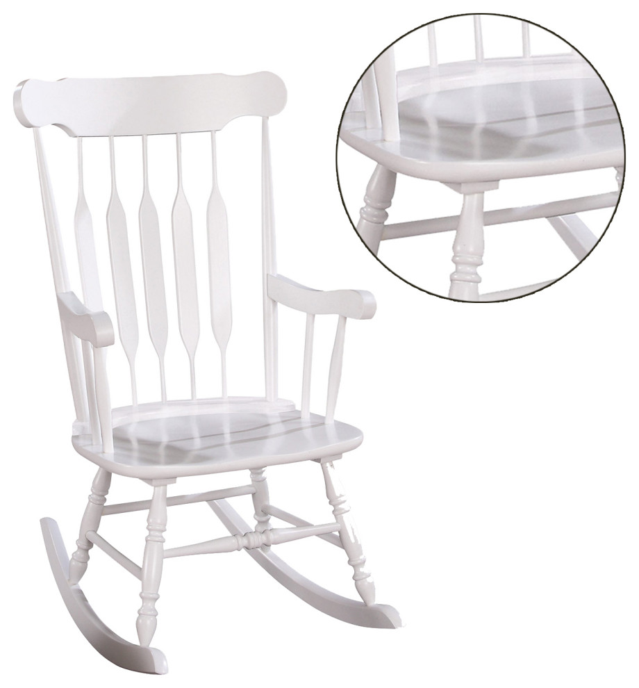 Rocking Chair with Arrow Back Design  White   Traditional   Rocking Chairs   by Simple Relax  Houzz