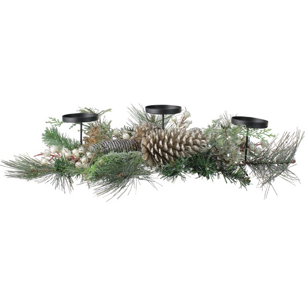 Long Needle Pine And Berries Christmas Candle Holder