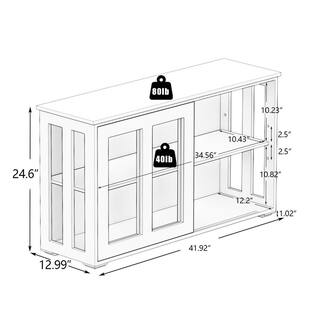 Tileon 41.93 in. W x 13.99 in. D x 24.61 in. H Black Kitchen Storage Ready to Aseemble Cabinet Cupboard with Glass Door AYBSZHD1667