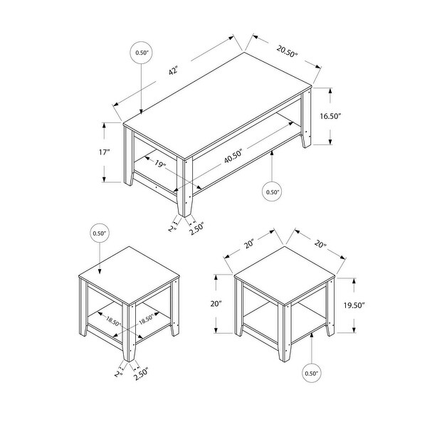 Offex 3Pc Contemporary Living Room Occasional Table Set - Cherry